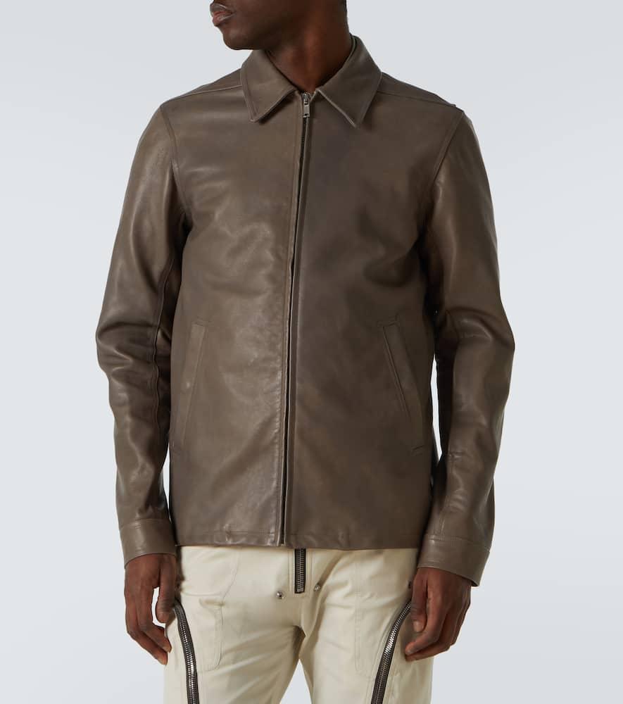 RICK OWENS Khaki Porterville Brad Leather Jacket In 35 Bean Product Image