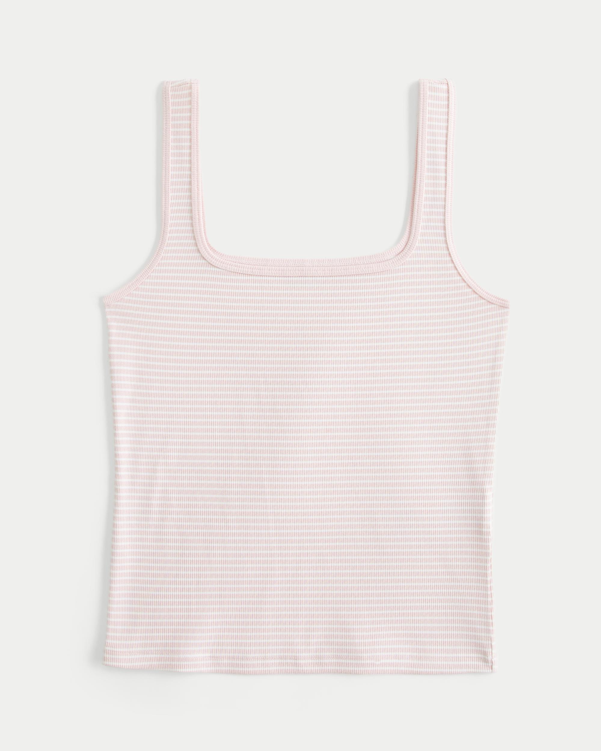 Ribbed Seamless Fabric Square-Neck Tank Product Image