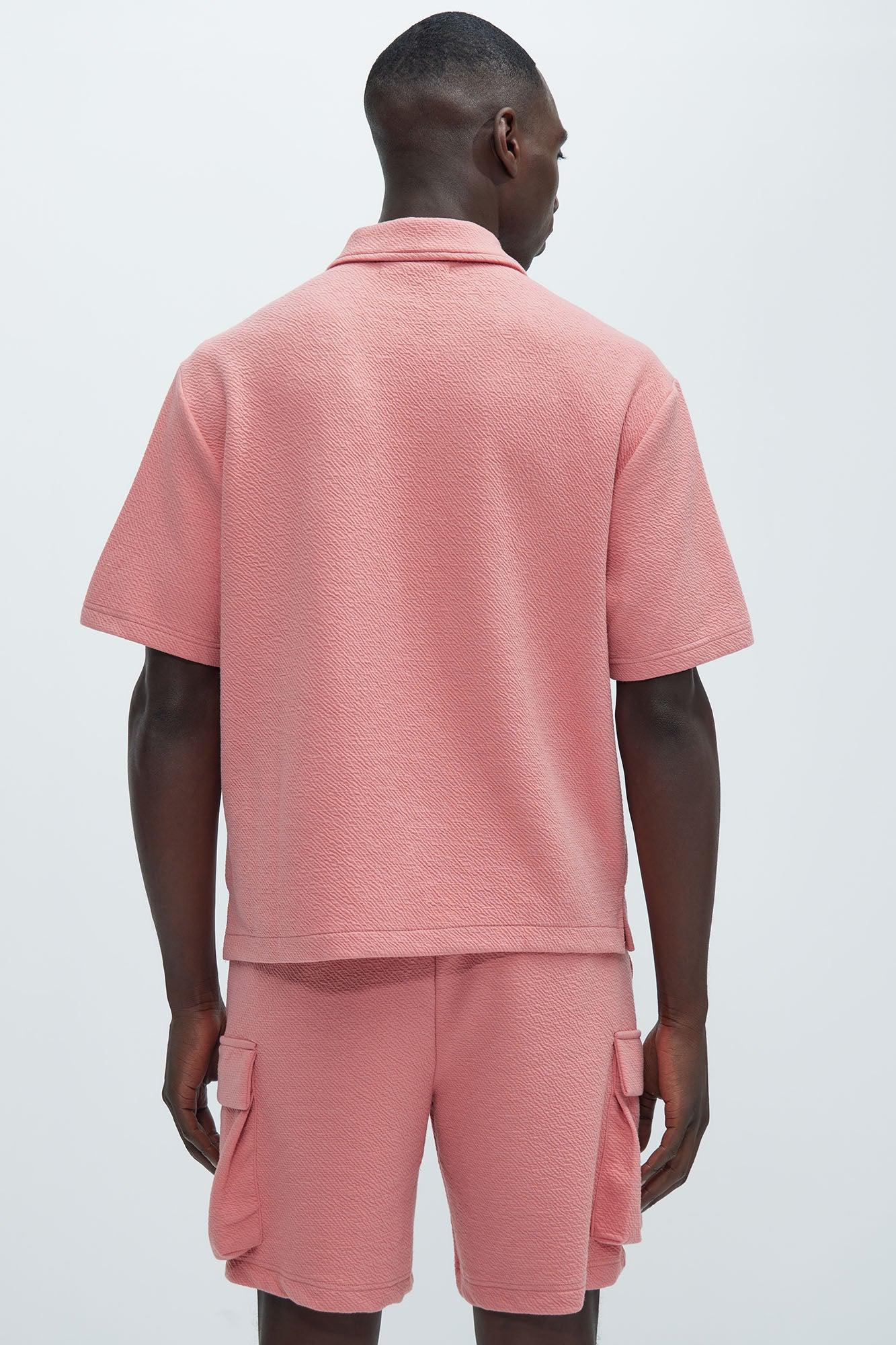 Lewis Zip Up Shirt - Pink Product Image