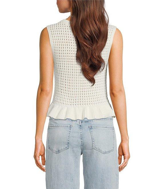 Papermoon Sweater Knit Scoop Neck Sleeveless Ruffle Hem Top Product Image
