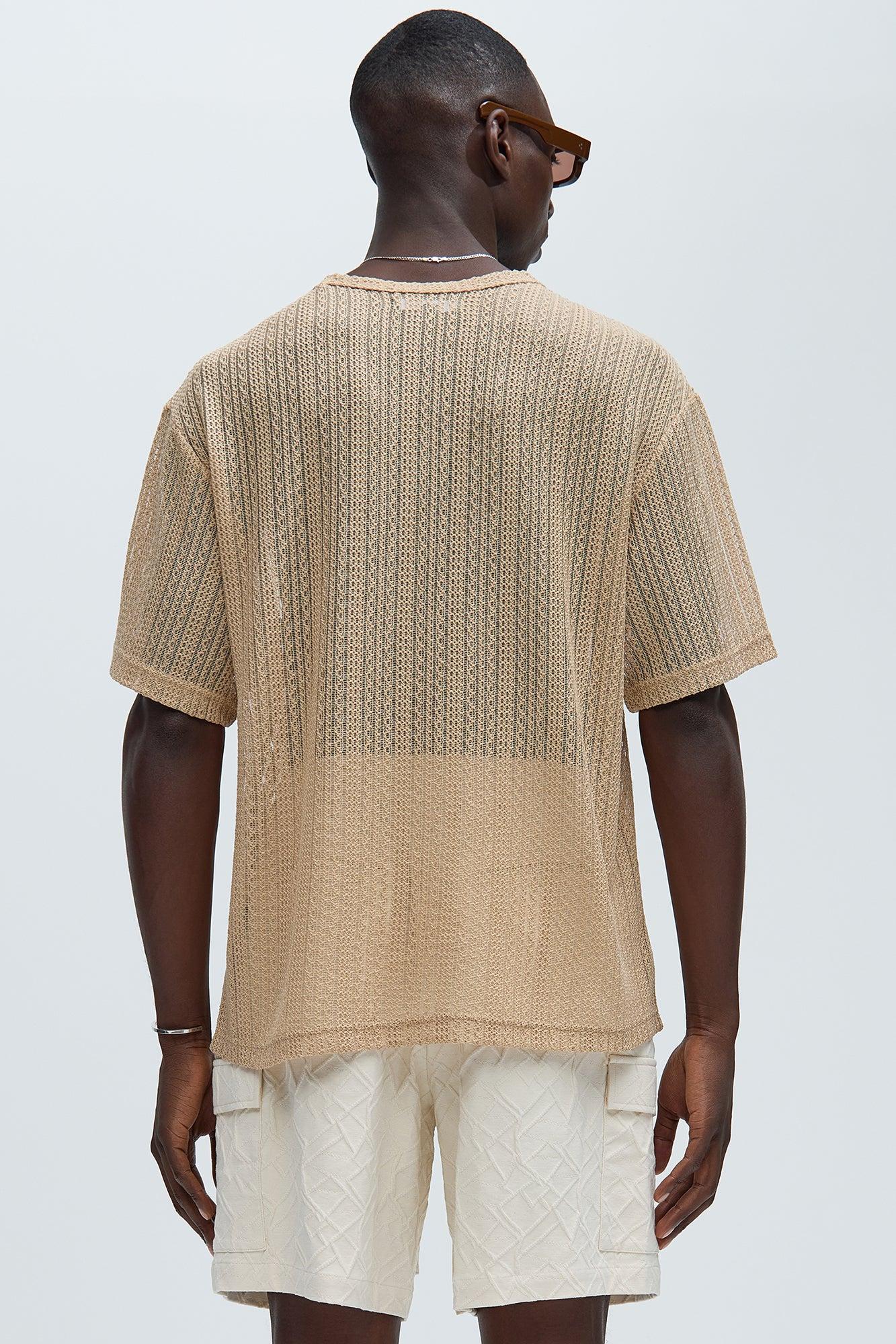 Brannen Textured Relaxed Tee - Tan Product Image