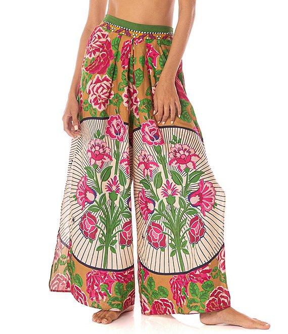 Maaji Ophelia Palazzo Cerise Bouquet Print Cover-up Pants Product Image