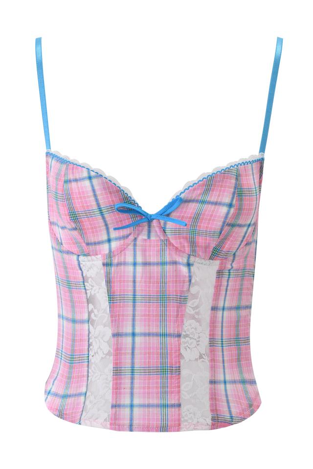 REMINI SKORT - PINK PLAID Product Image