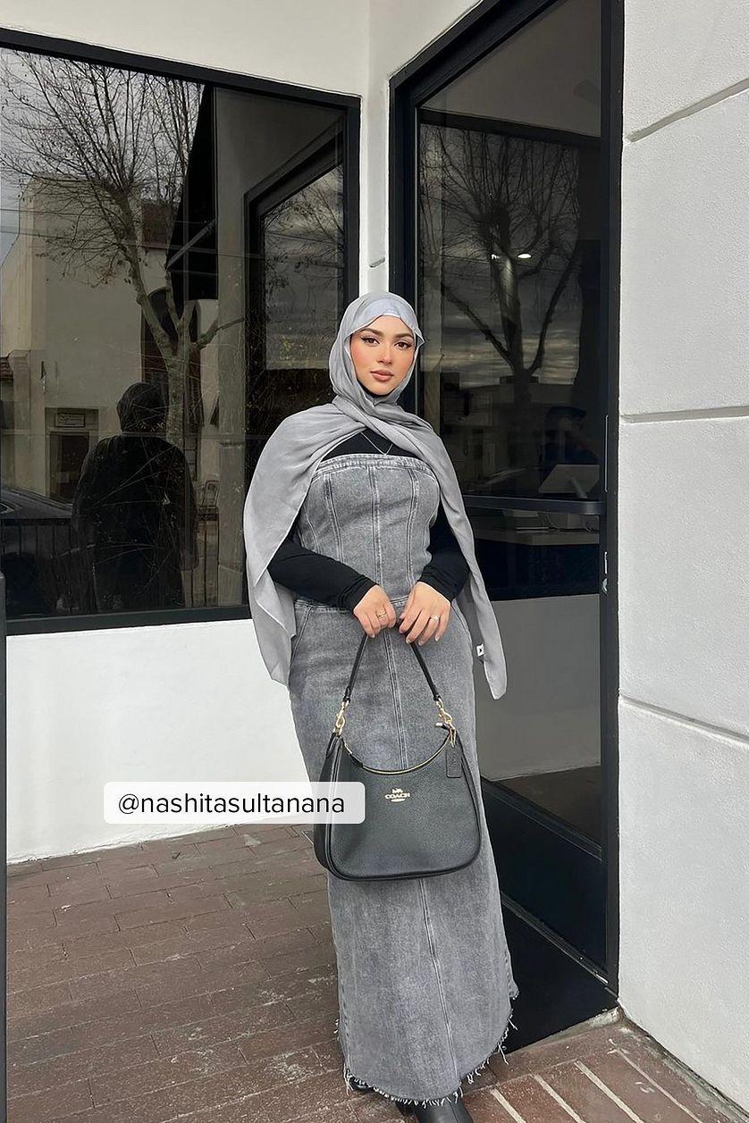 Bandeau Maxi Denim Dress Product Image