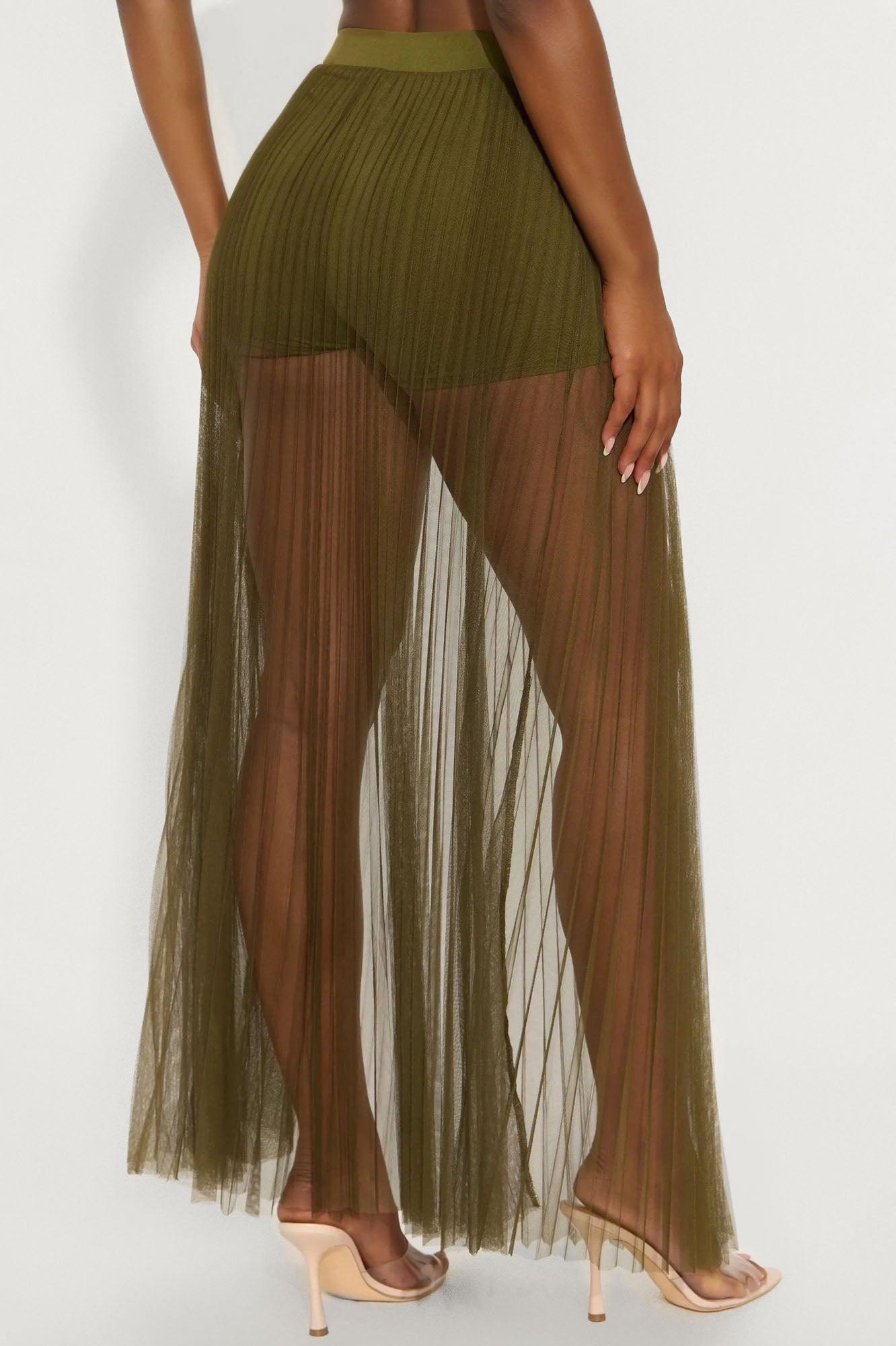 Grace Sheer Tulle Maxi Skirt - Olive Female Product Image