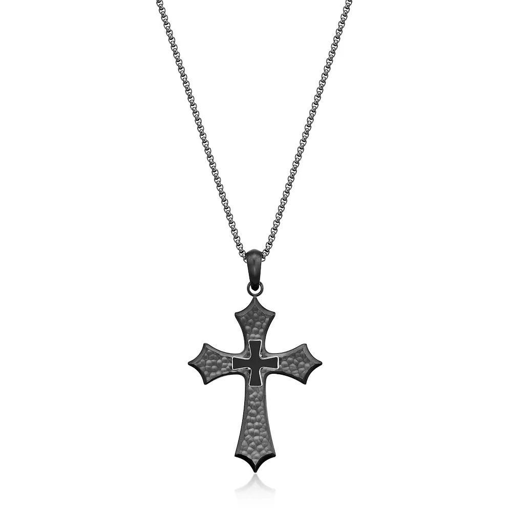 Men's LYNX Stainless Steel Enamel Cross Pendant Necklace, Size: 24" Product Image