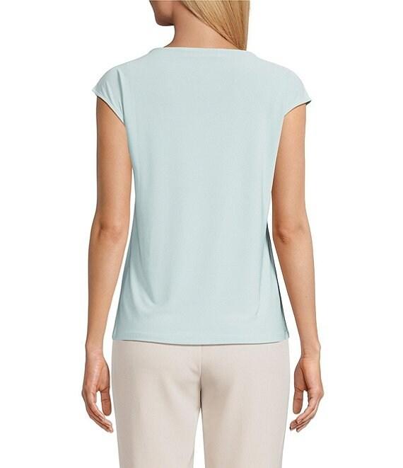 Kasper Petite Size Beaded Round Neck Cap Sleeve Top Product Image