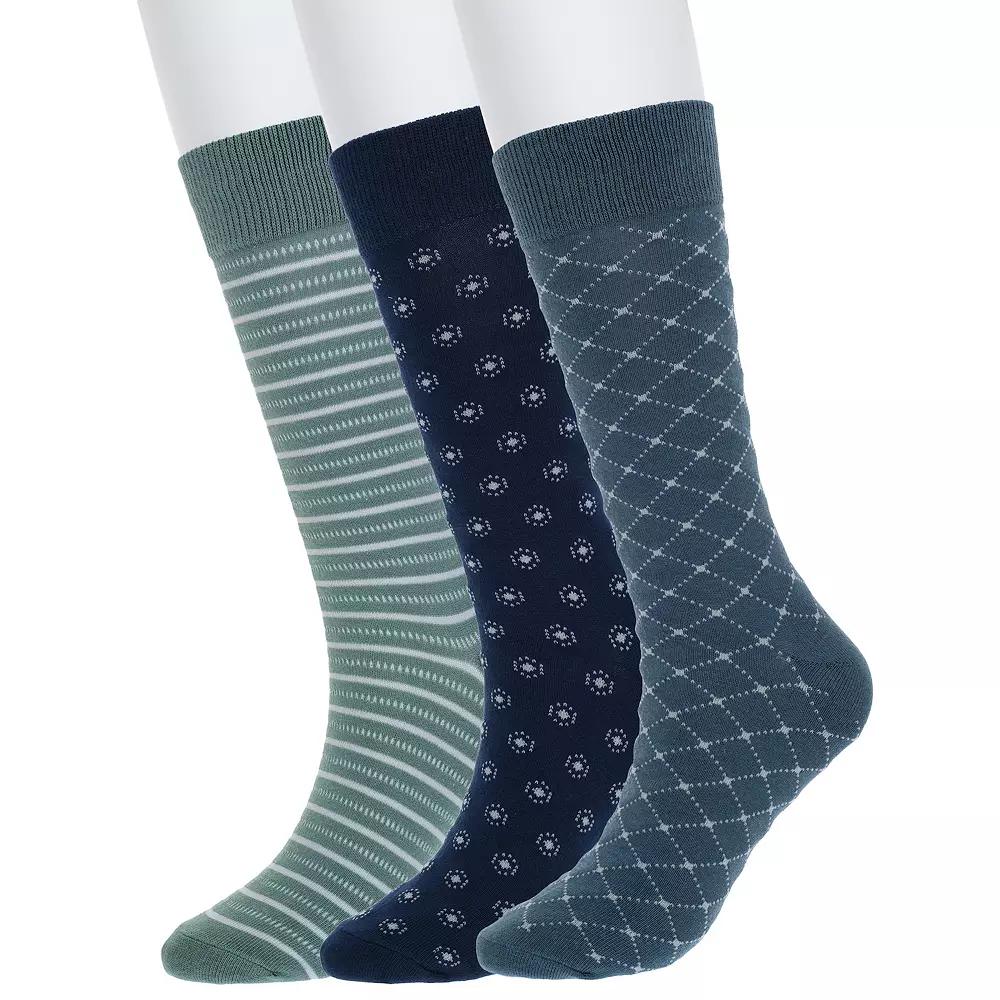 Men's Sonoma Goods For Life® 3-pack Patterned Dress Socks, Green Product Image