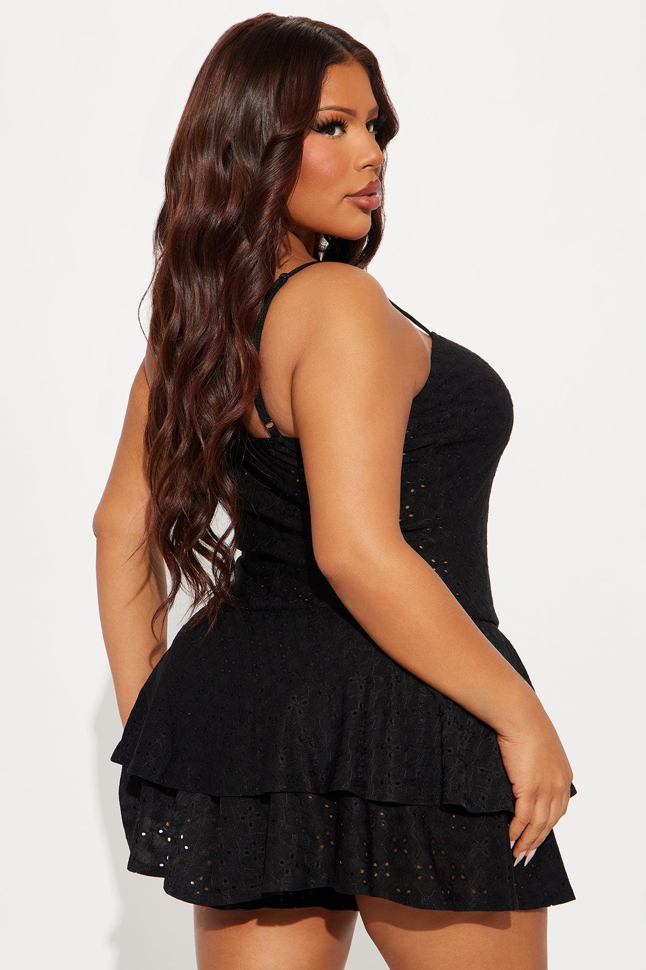 In The Mood For Love Eyelet Romper - Black Product Image