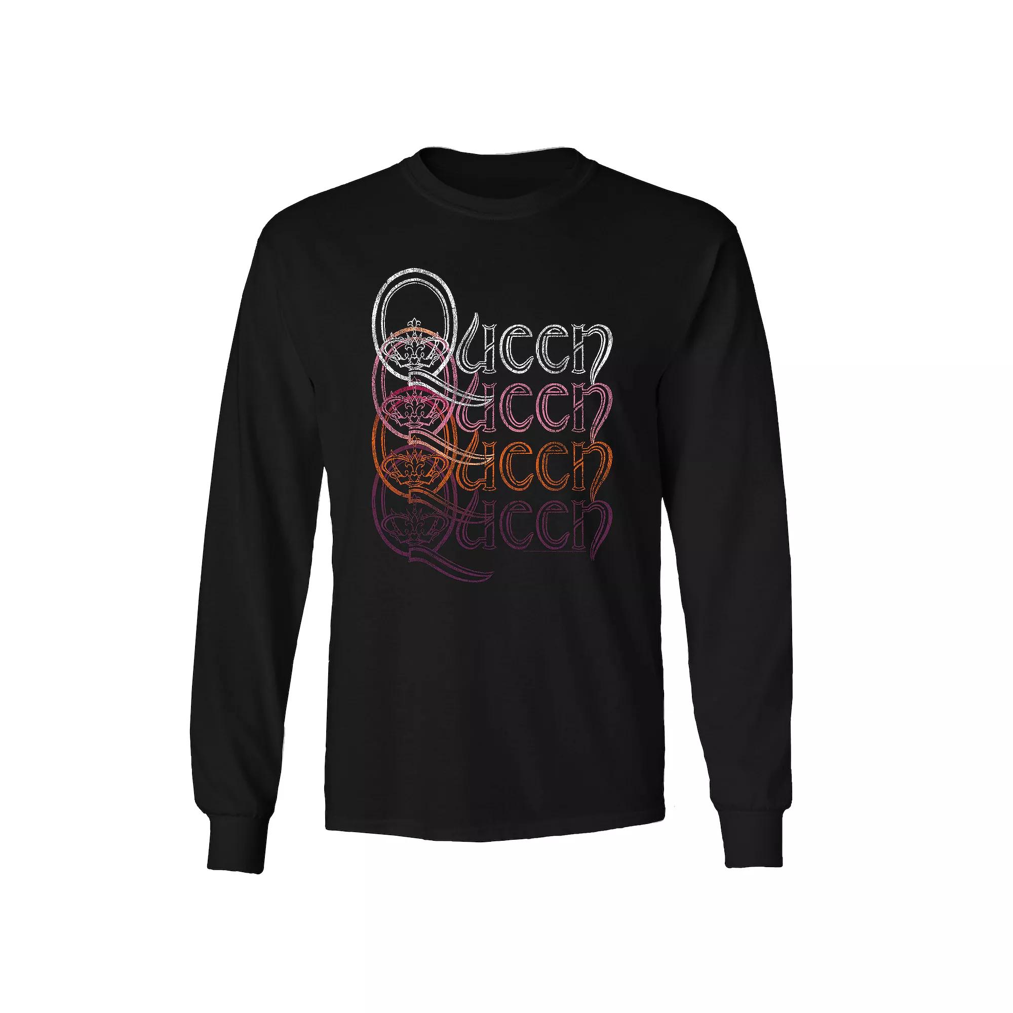 Men's Queen Repeat Logo Long Sleeve, Size: XL, Black Product Image