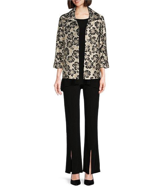 Caroline Rose Stretch Knit Split Hem Pull-On Pants Product Image