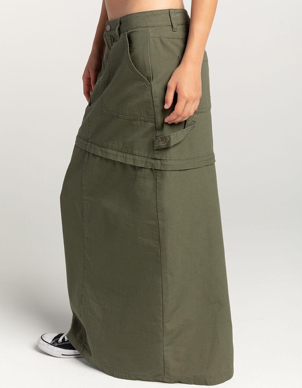 RUSTY Billie Low Rise Ripstop Zip Off Womens Skirt - OLIVE Product Image