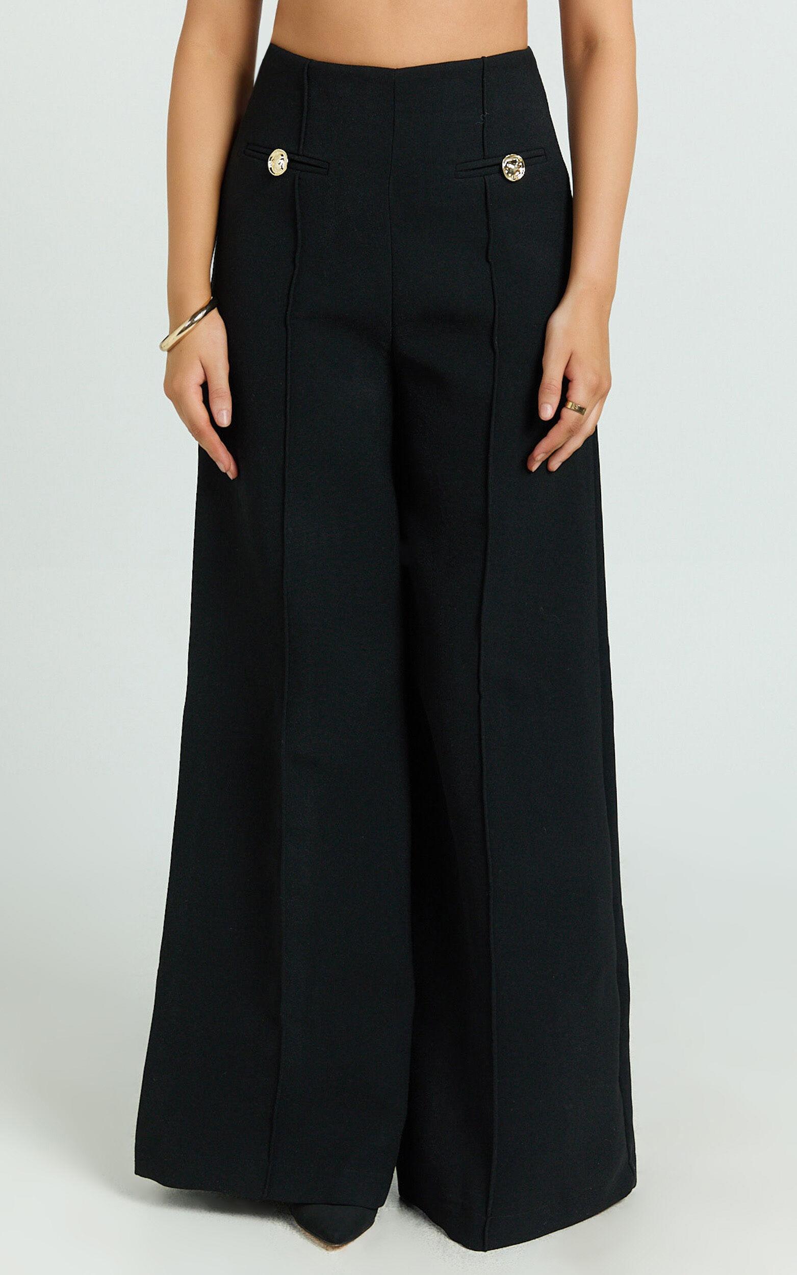 Clara Pants - High Waisted Wide Leg Pants in Black Product Image