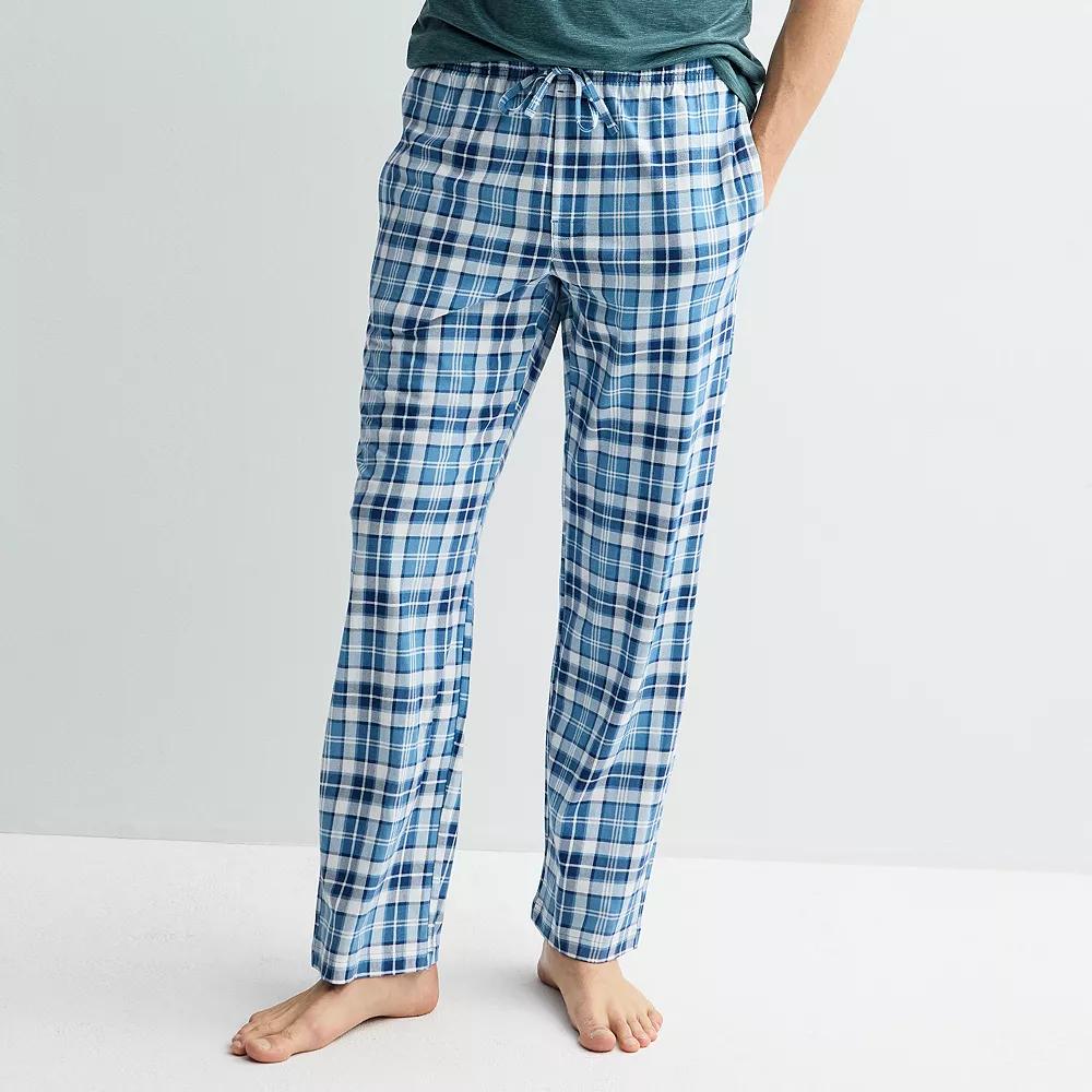 Men's Sonoma Goods For Life® Essential Knit Pajama Pants, Size: XL, White Plaid Blues Product Image