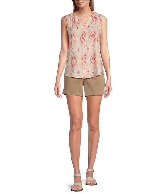 Westbound Cream Ikat Print Woven Sleeveless Button Front Blouse Product Image