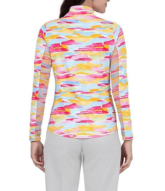 IBKUL Long Sleeve Multi Camo Half-Zip Mock Neck Printed Top Product Image