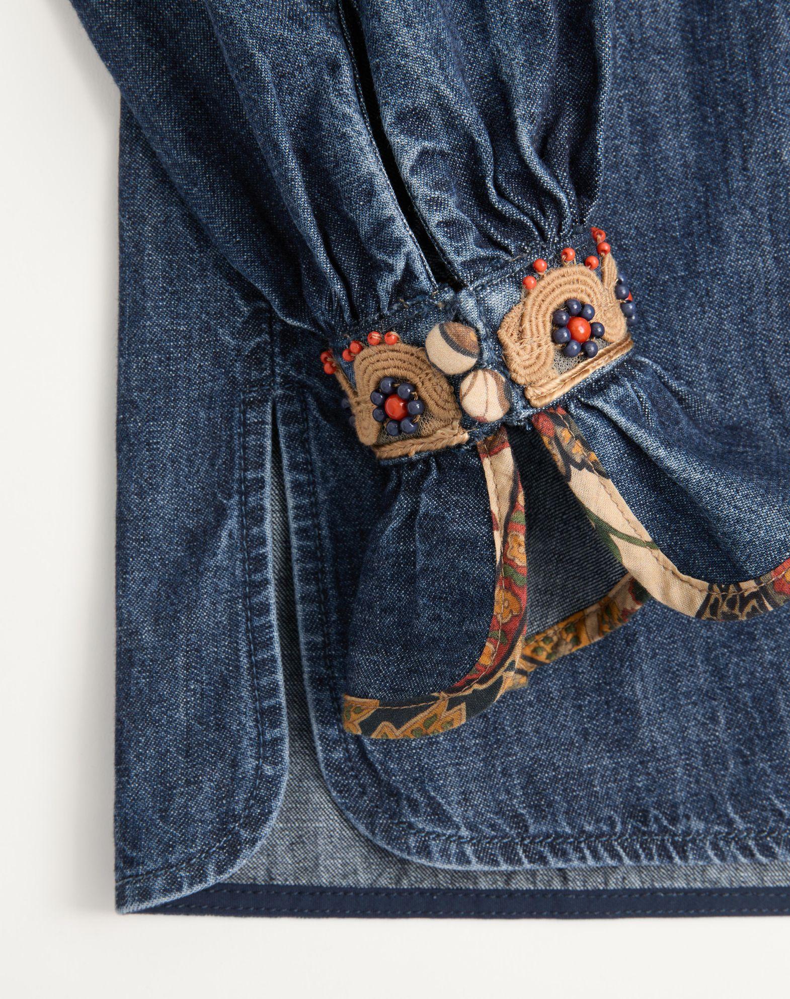 Embroidered Chambray Denim Top  Product Image