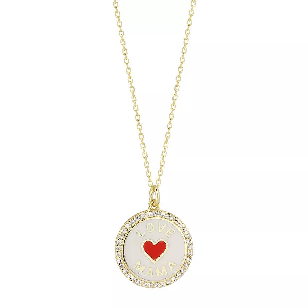 Sunkissed Sterling 14k Gold Over Silver Heart And Cubic Zirconia "Love Mama" Pendant Necklace, Women's,  Product Image