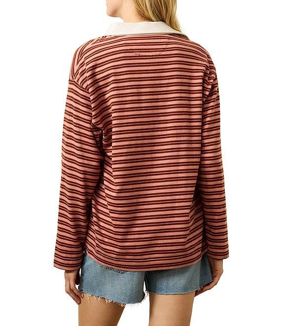 Faherty Hometown Rugby Knit Striped Organic Cotton V-Neck Long Sleeve Pullover Sweater Product Image
