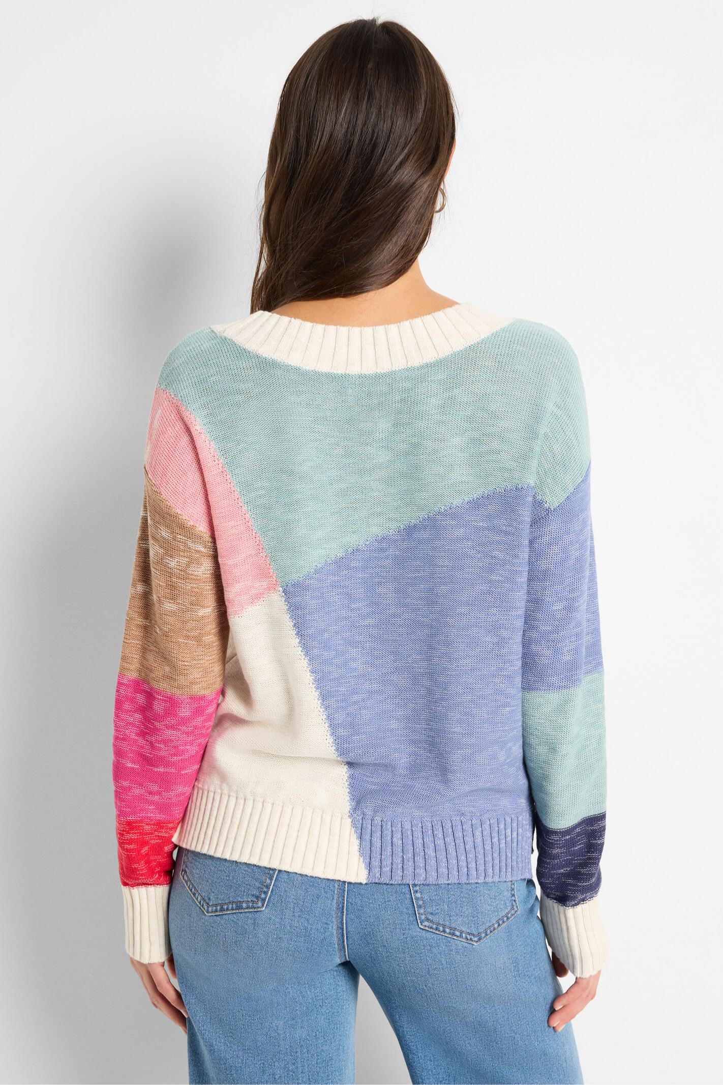 Color Crossing Sweater- Blue/Multi Product Image