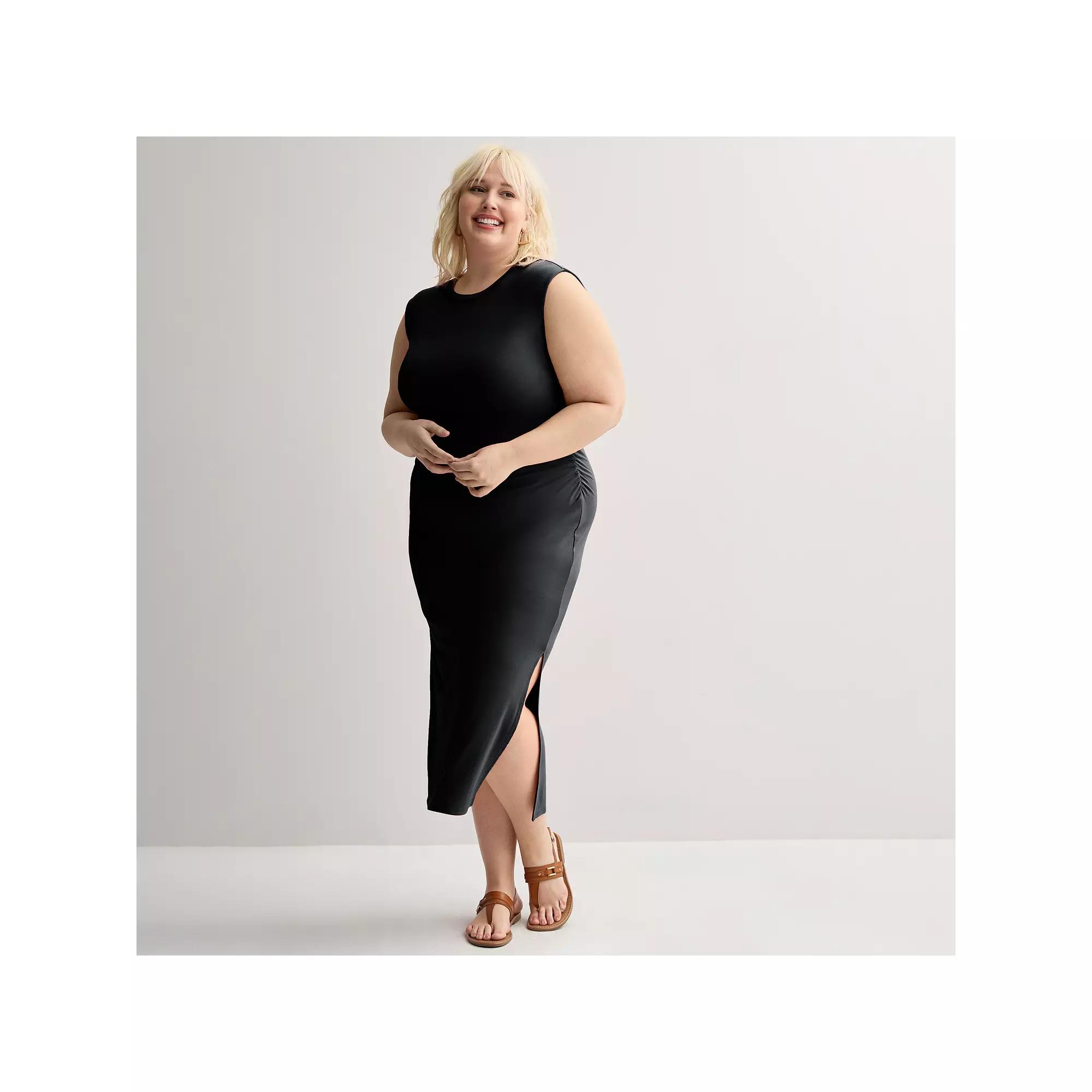 Plus Size INTEMPO Sleeveless Shirred Dress, Womens Product Image