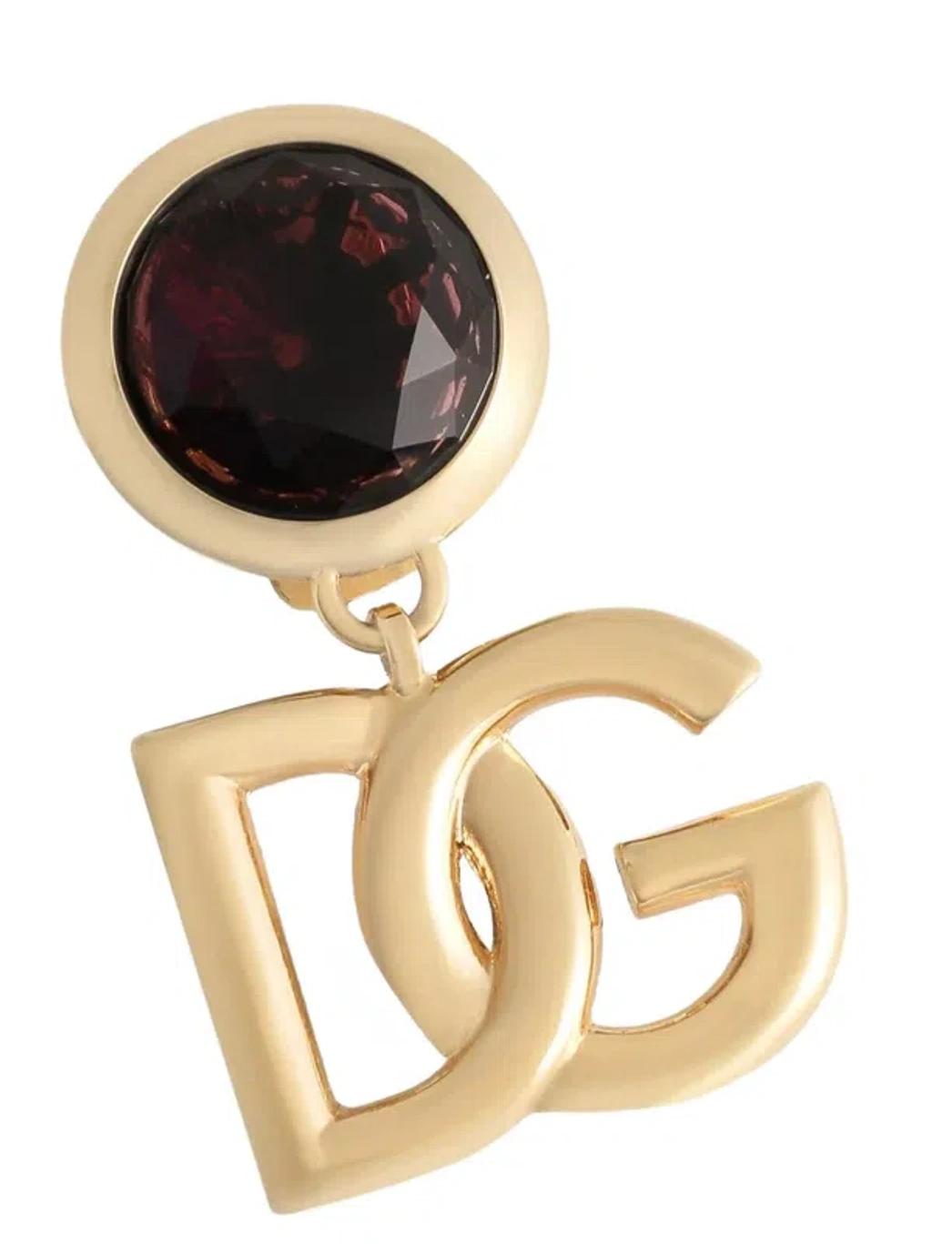 DOLCE & GABBANA Logo-plaque Earrings In Gold Product Image