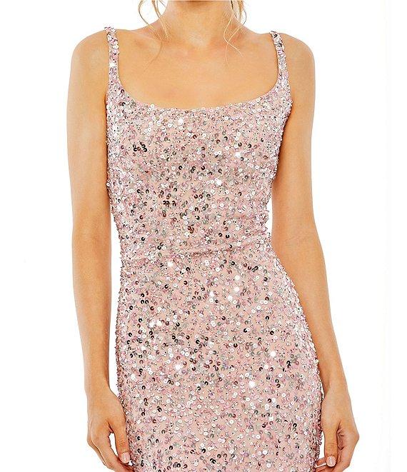 Mac Duggal Scoop Neck Sequined Sheath Gown Product Image