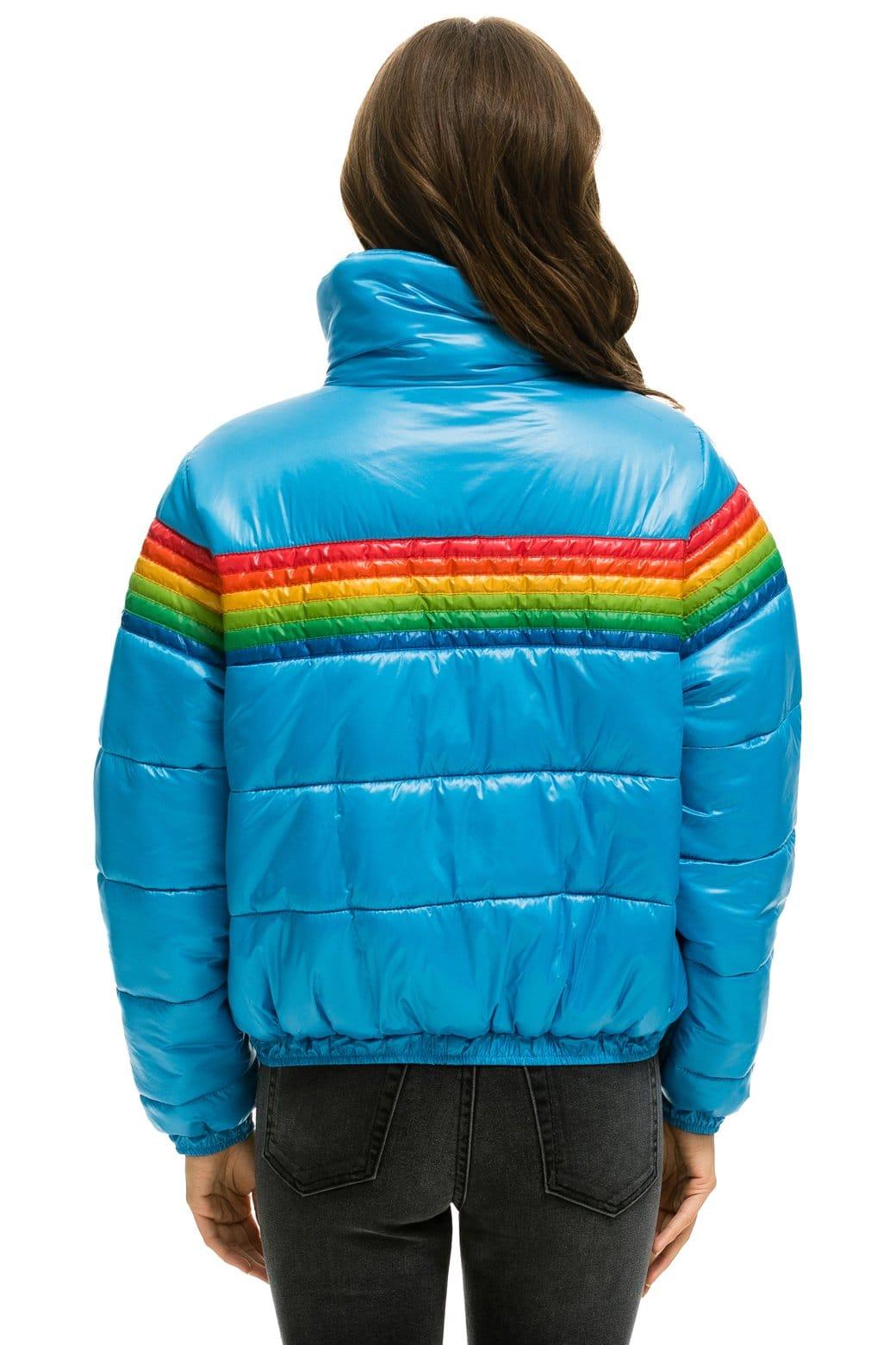 6 STRIPE LUXE APRES PUFFER JACKET - GLOSSY OCEAN Female Product Image