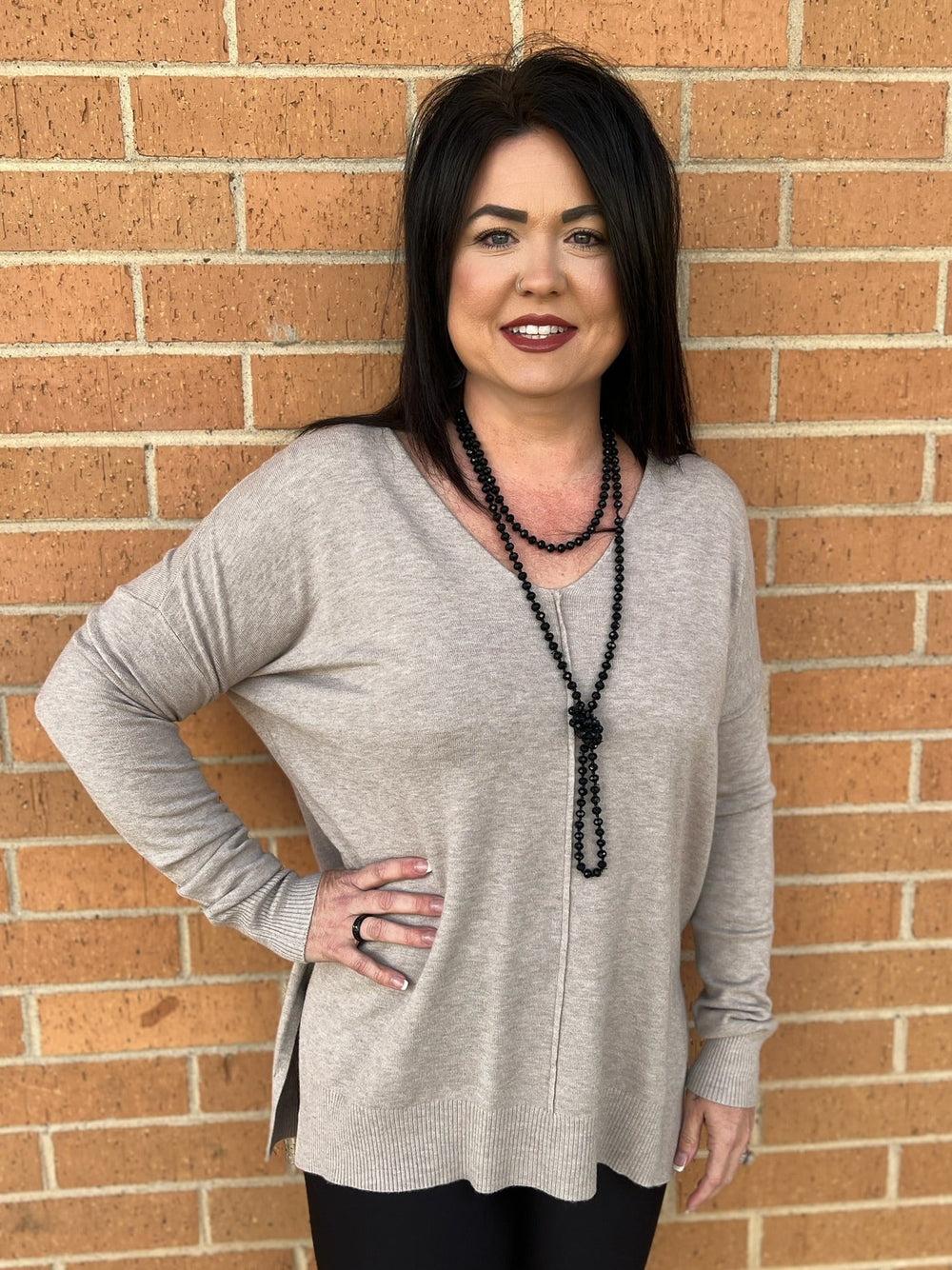 Hi-Low Knit V-Neck Sweater - 5 Colors* Product Image