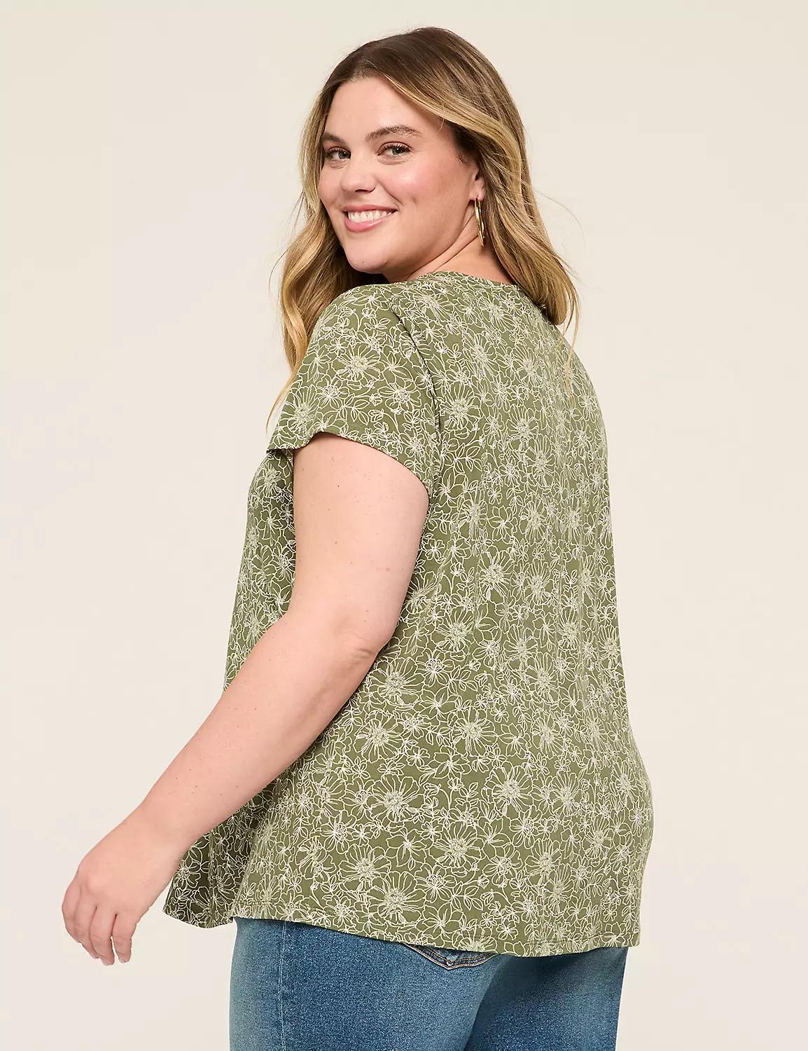 Cap-Sleeve Pleat-Front Top Product Image