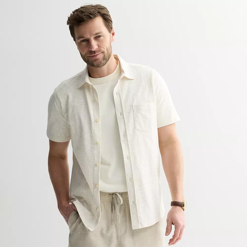 Men's Sonoma Goods For Life® Knit Short Sleeve Button Down Shirt,  Product Image