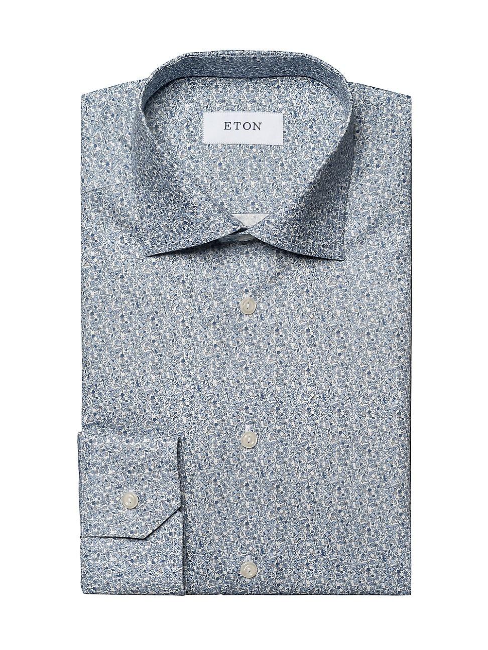 Mens Signature Twill Floral Contemporary-Fit Dress Shirt Product Image
