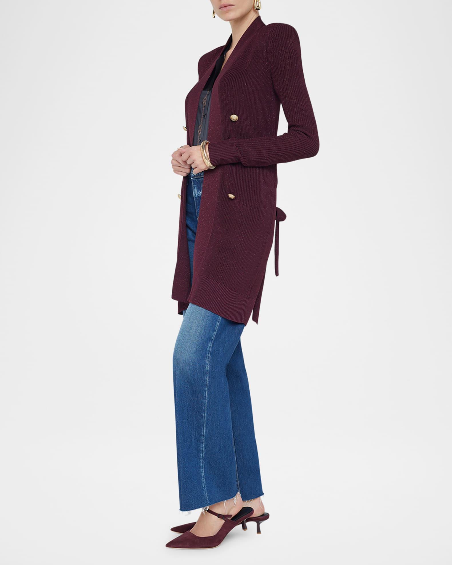 Noe Double-Breasted Metallic-Knit Cardigan Product Image