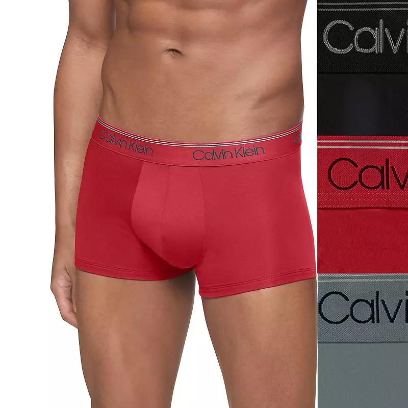 Men’s Calvin Klein 3-Pack Microfiber Stretch Low-Rise Trunks, Men's,  Product Image