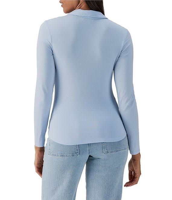Sanctuary Dreamgirl Long Sleeve Point Collar Ruched Button Front Knit Top Product Image