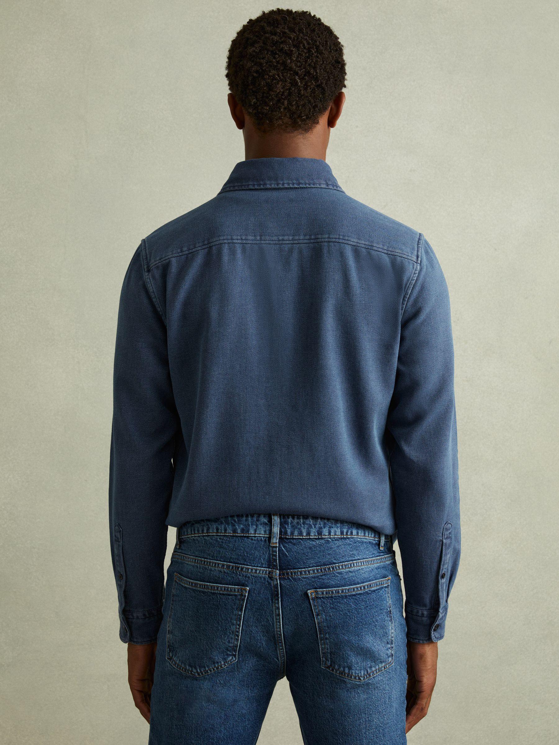 Mcilroy Indigo Blue Textured Denim Overshirt Product Image