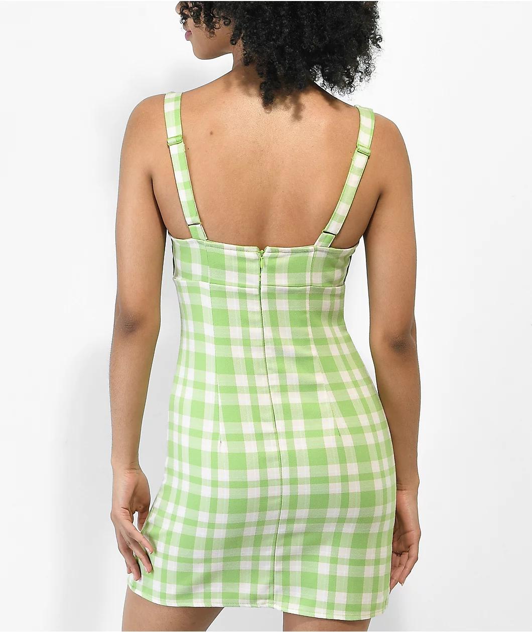 Empyre Sasha Green Plaid Tank Dress Product Image