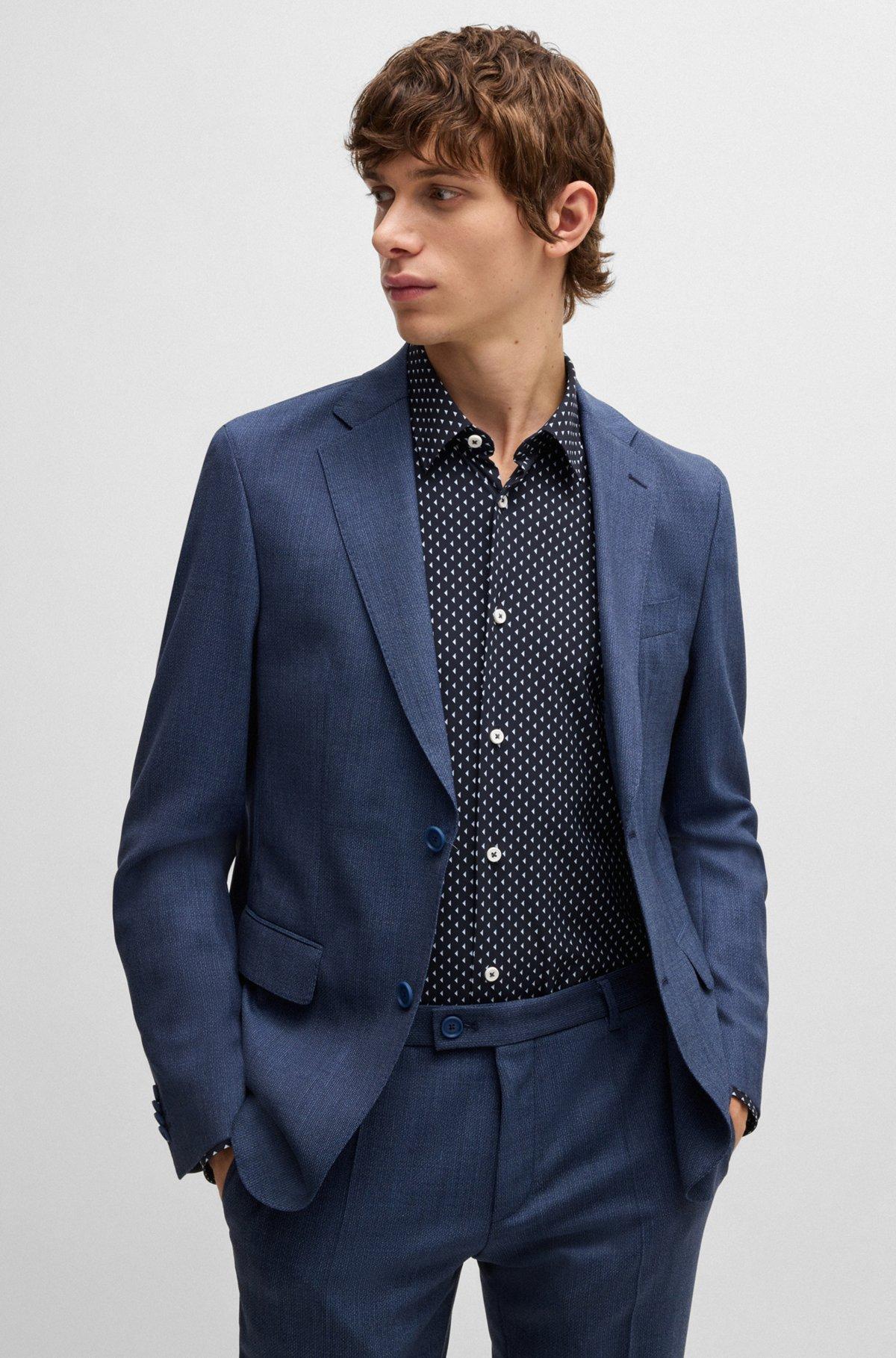 Slim-fit shirt in geometric-print performance-stretch fabric Product Image