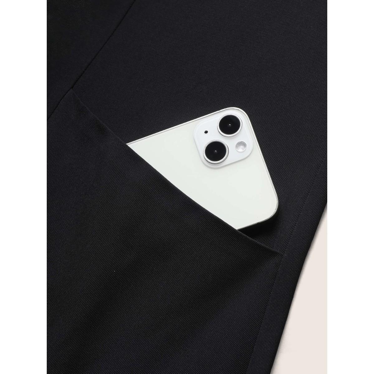 Plus Size Suit Collar Button Through Sleeveless Midi Dress Black Women Workwear Essentials Button Suit Collar Sleeveless Curvy BloomChic 28/5X Product Image