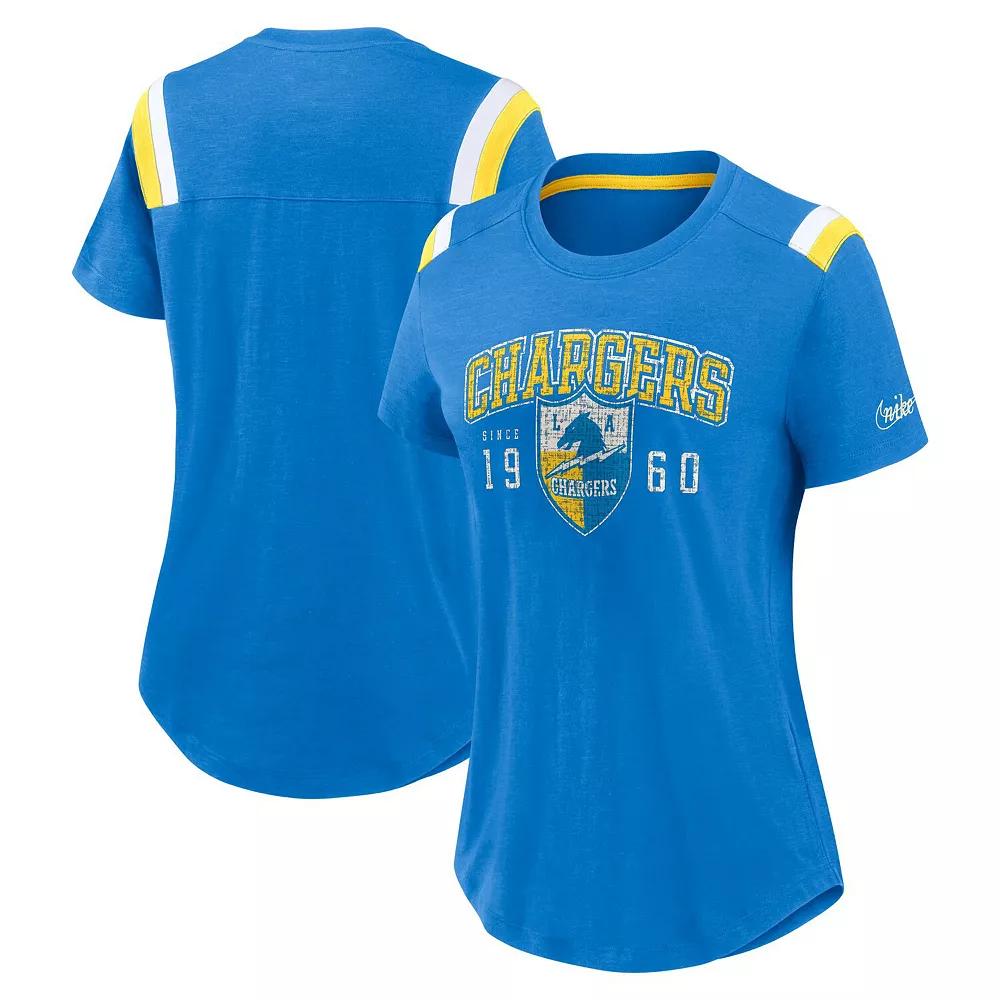 Women's Nike Heather Blue Los Angeles Chargers Historic Slub Fashion T-Shirt,  Product Image