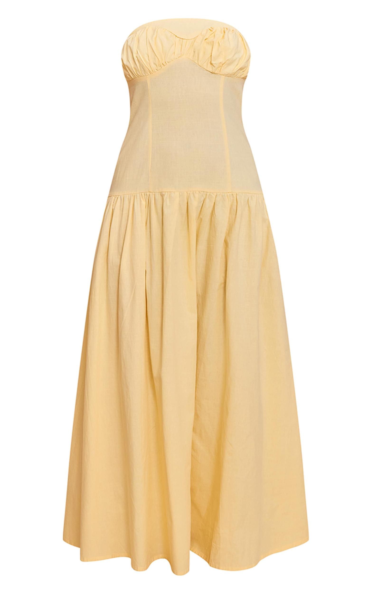 Lemon Bandeau Bust Seam Detail Maxi Dress Product Image