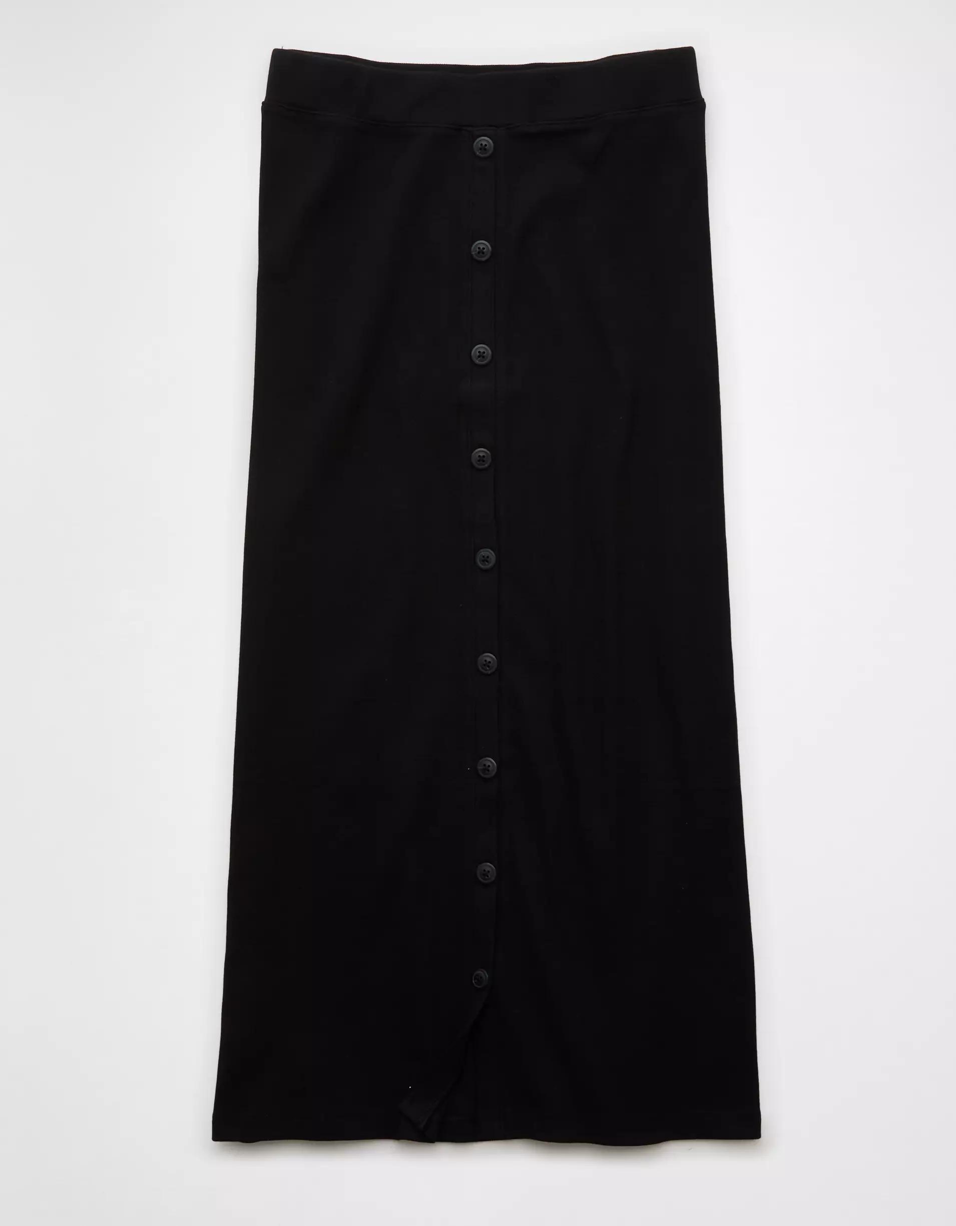 AE High-Waisted Button-Up Knit Midi Skirt Product Image