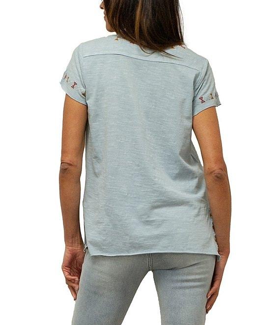 Karyn Seo Tilly Embroidered Floral and Geometric Short Sleeve Tee Product Image