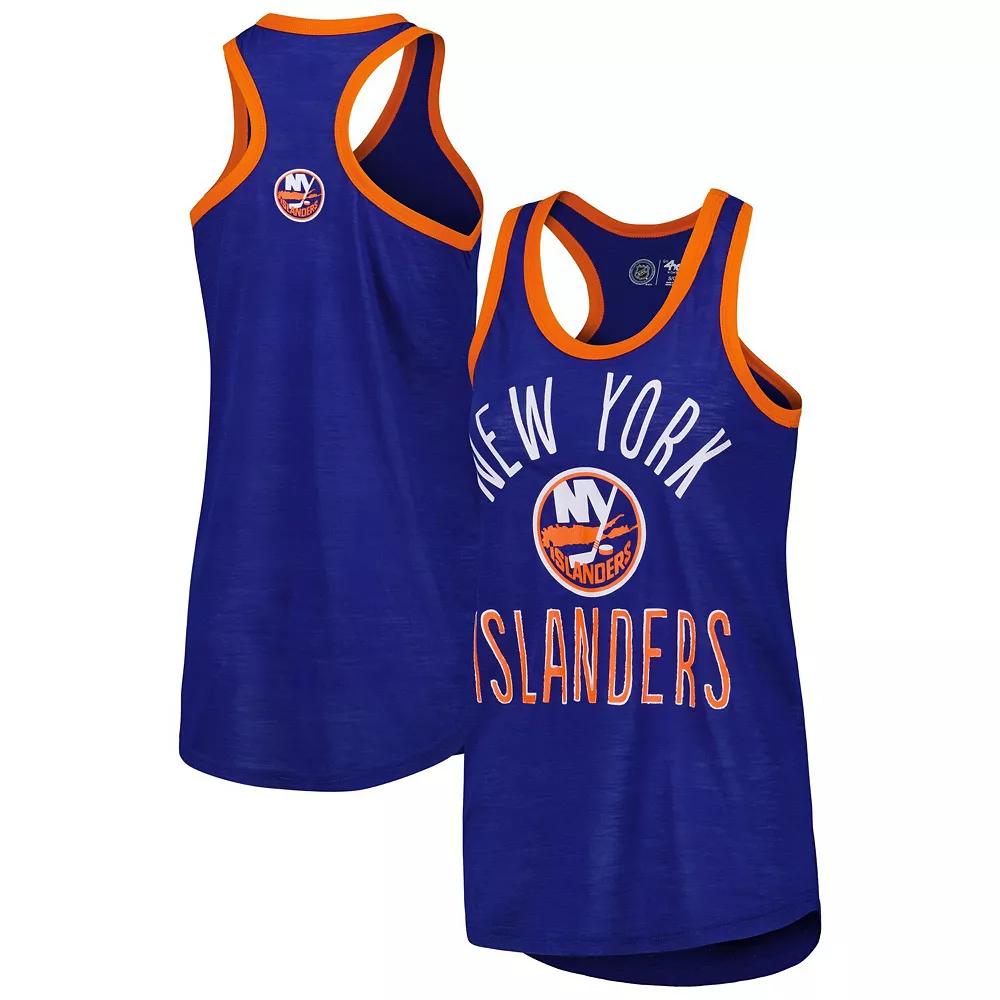 Women's G-III 4Her by Carl Banks Royal New York Islanders First Base Racerback Scoop Neck Tank Top,  Product Image