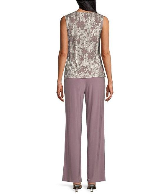 R & M Richards 3/4 Sleeve Scoop Neck 3-Piece Pant Set Product Image