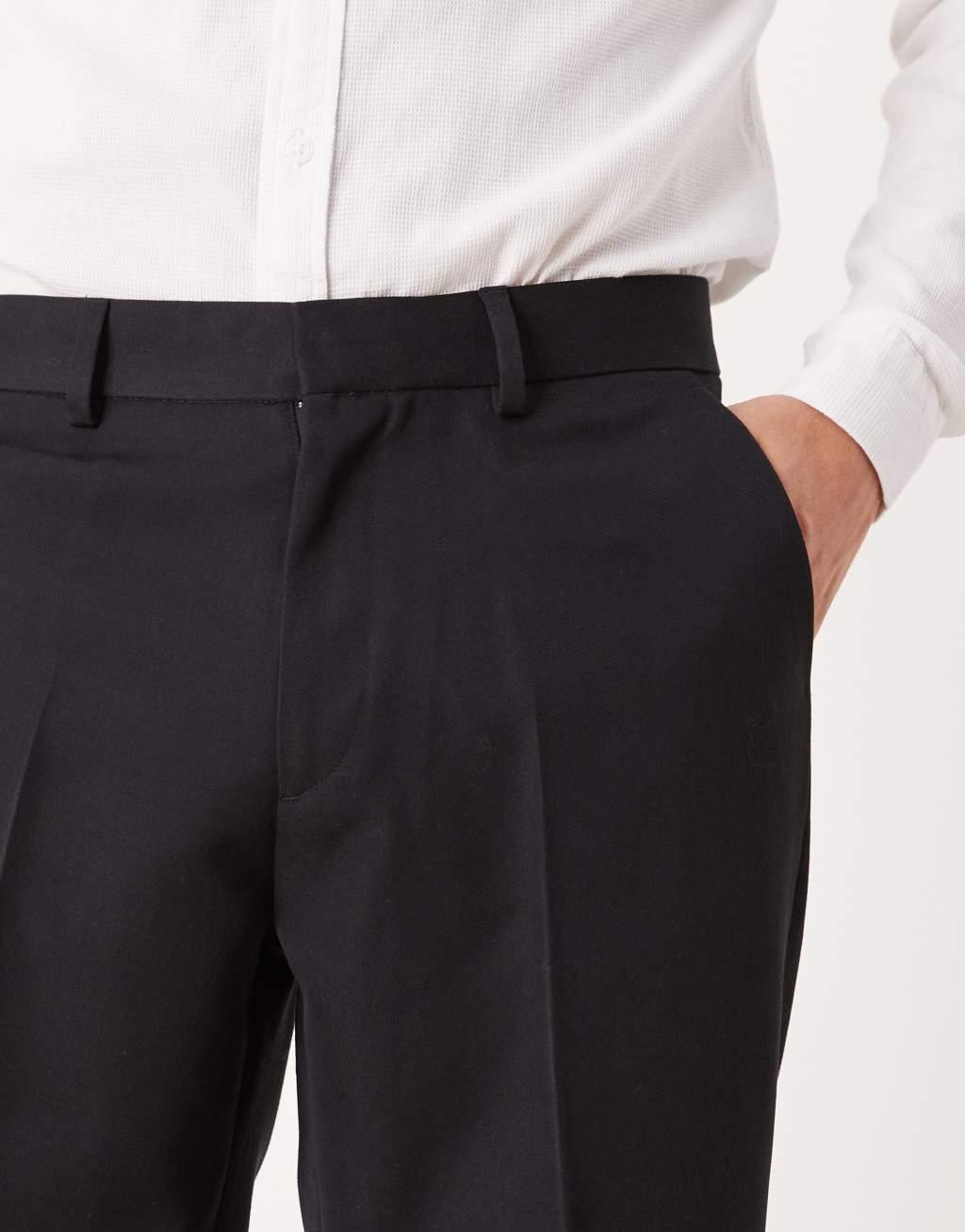 ASOS DESIGN smart straight leg cropped pants in black Product Image