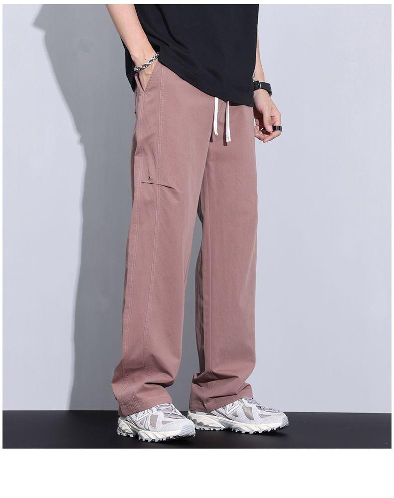 Drawstring Waist Lettering Loose Fit Pants Product Image