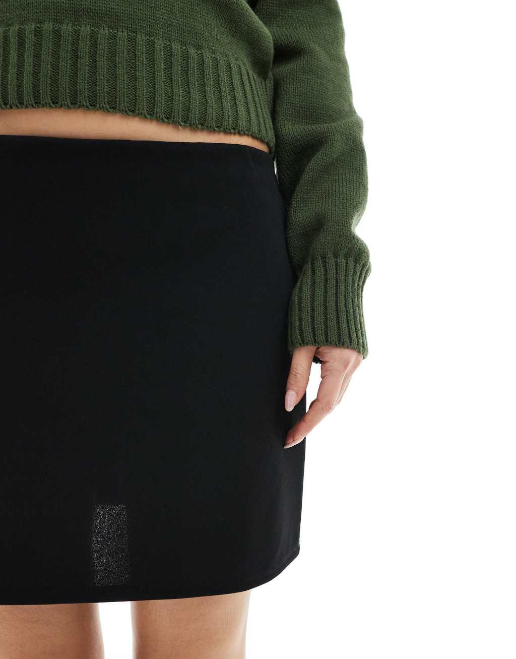 Miss Selfridge scuba pelmet mini skirt in black Product Image