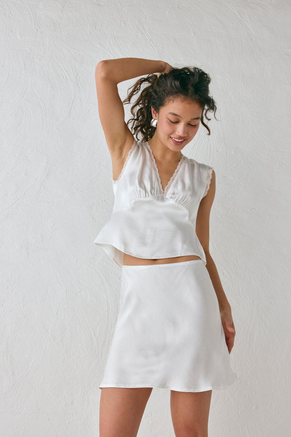 Vintage Lover Bias Cut Mini Skirt White Product Image