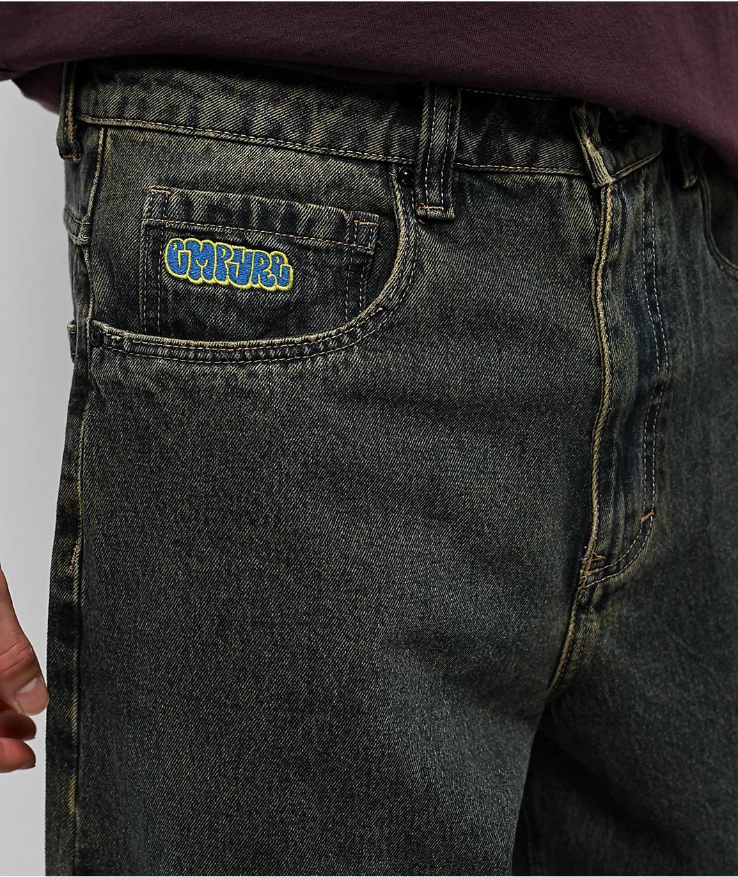 Empyre Dirty Dark Blue Wash Ultra Wide Skate Jeans Product Image